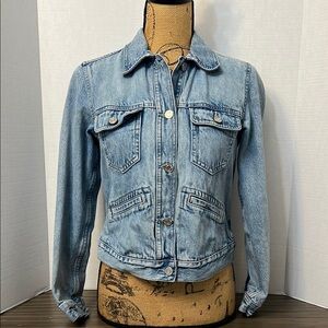 GAP JEAN JACKET LIGHT WASH FLANNEL LINED SMALL